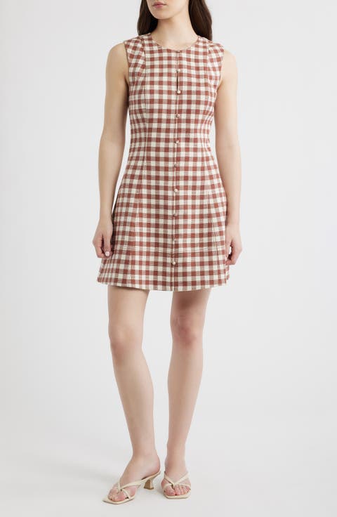 The Angie Check Sleeveless Fit & Flare Minidress