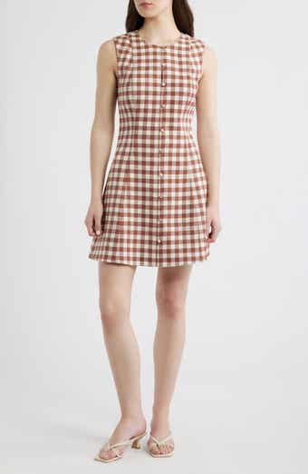 The Angie Check Sleeveless Fit & Flare Minidress