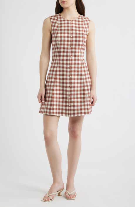 The Angie Check Sleeveless Fit & Flare Minidress