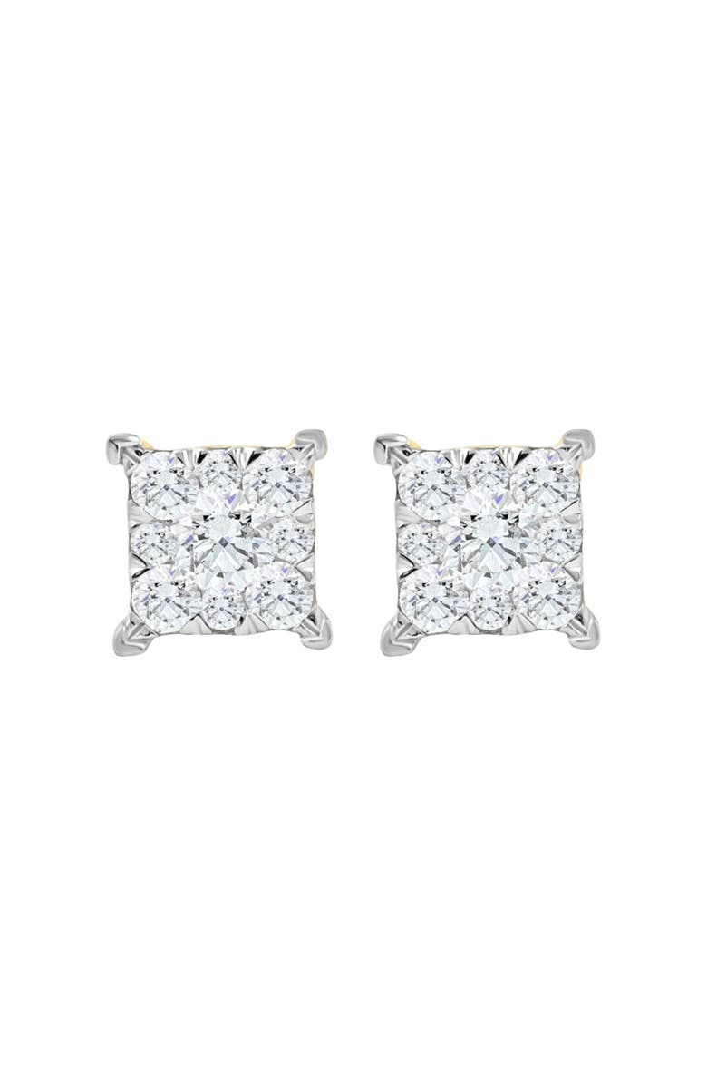 Bliss Diamond 1/2Ct Diamond Princess Cut Square Round Cut Lab Grown Diamond Earrings Gold, Main, color,