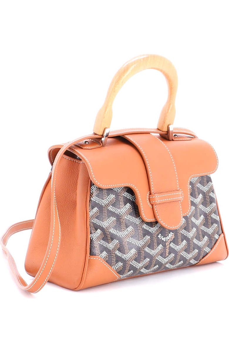 Pre-Owned Goyard Saigon Top Handle Bag Coated Canvas with Leather Mini, Alternate, color, Brown