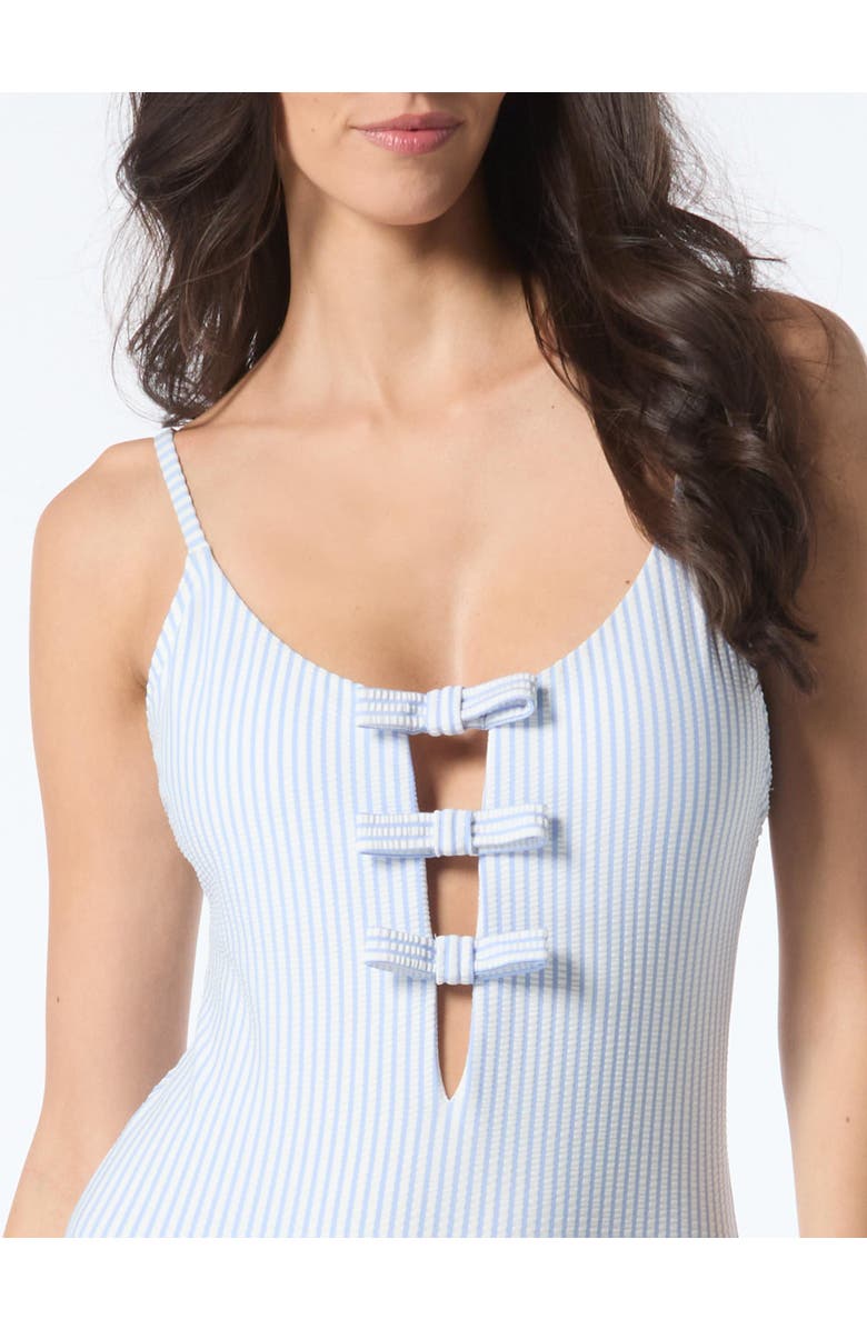 Kate Spade New York Tidal Stripe Triple Tie One Piece Swimsuit, Alternate, color, Diamond Blue