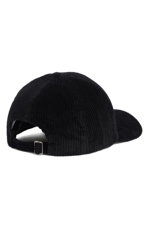 David & Young 'mama' Chenille Patch Corduroy Baseball Cap In Black