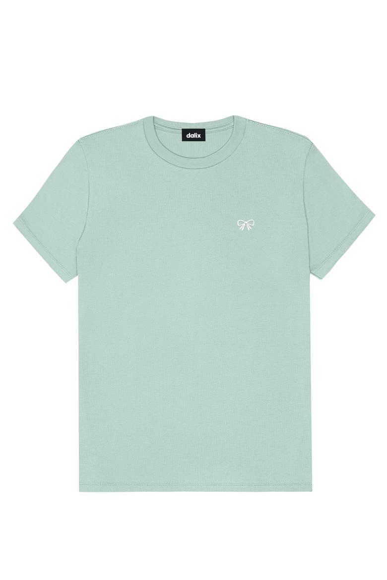 Womens Bow Jersey Tee, Alternate, color, Dusty Blue