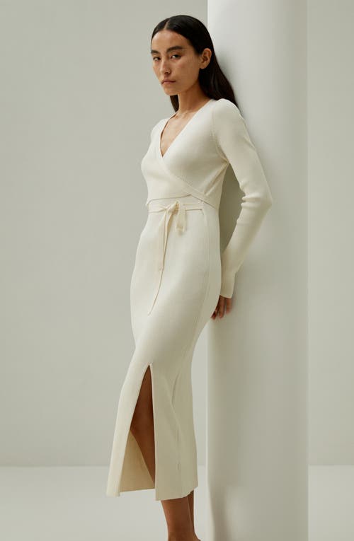 Lilysilk Elegant Wrap-front Silk Knit Dress In White
