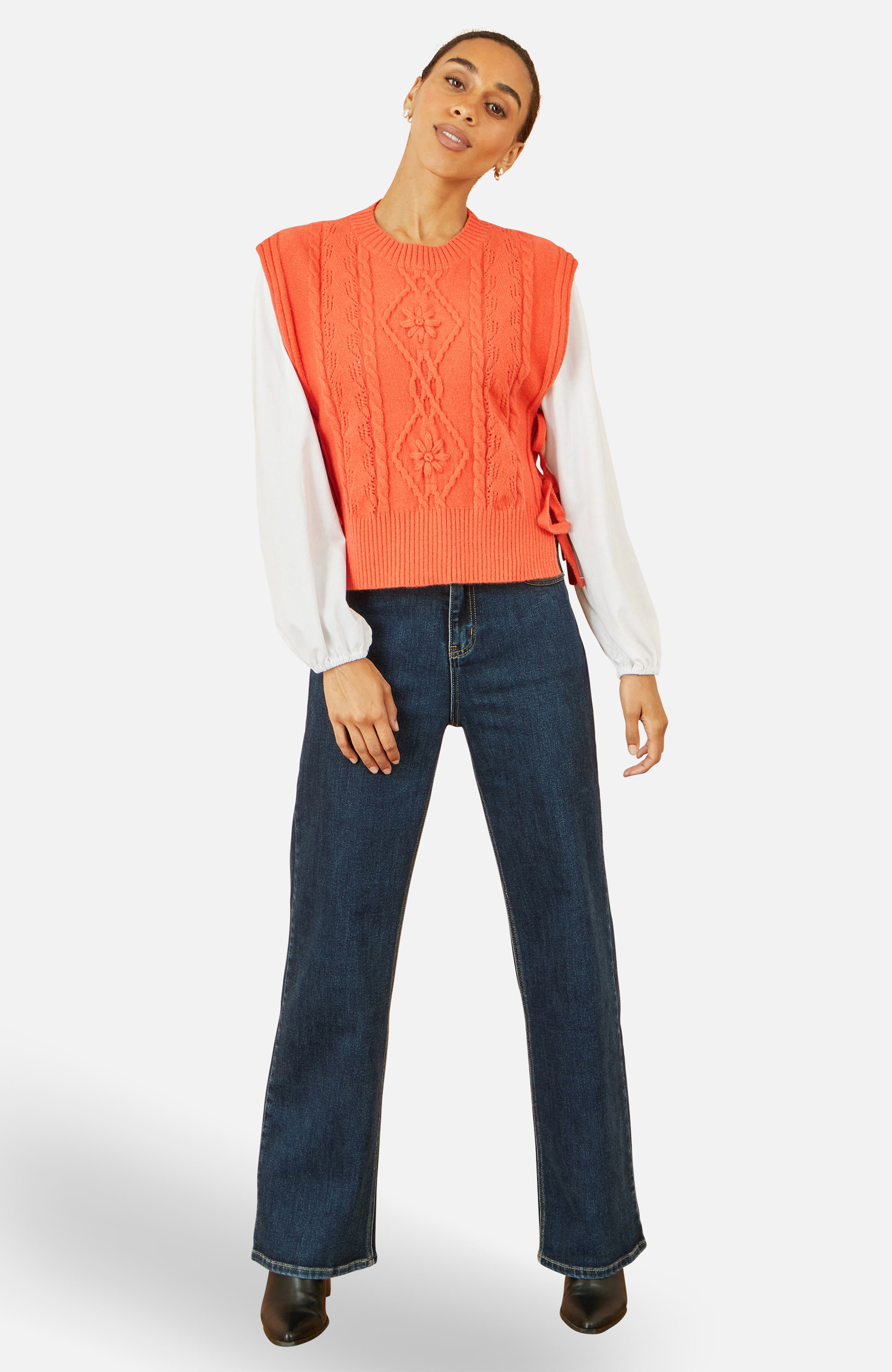 Floral Cable Knit Side Tie Pullover - image 5