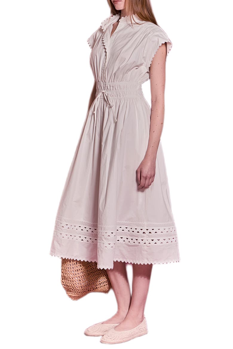 Rickrack Tie Waist Maxi Dress, Alternate, color, WHITE