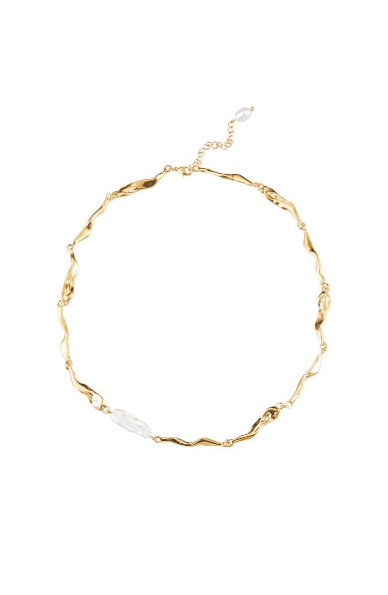 Classicharms Freshwater Baroque Pearl Molten Necklace, Main, color, Gold