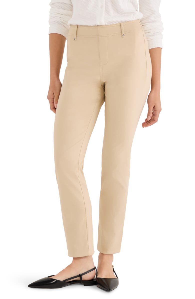 NIC+ZOE Copley Wonderstretch Pull-On Straight Leg Pants, Main, color, Latte