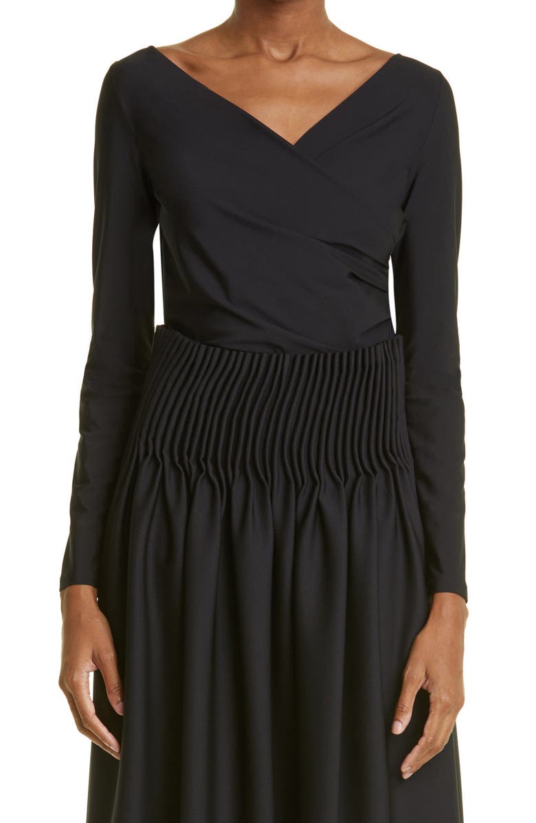 Max Mara Gardena Surplice V-Neck Long Sleeve Jersey Top, Main, color,