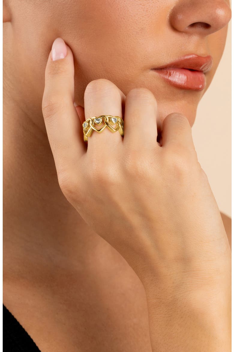 Kaja Heart Outline Ring, Alternate, color, GOLD