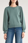 Rails Tiffany Puff Sleeve Cotton Fleece Sweatshirt