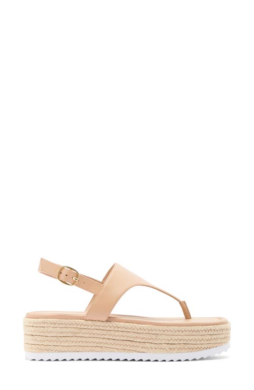 Stuart Weitzman Mel Leather Espadrille Flatform Sandal In Golden Beige