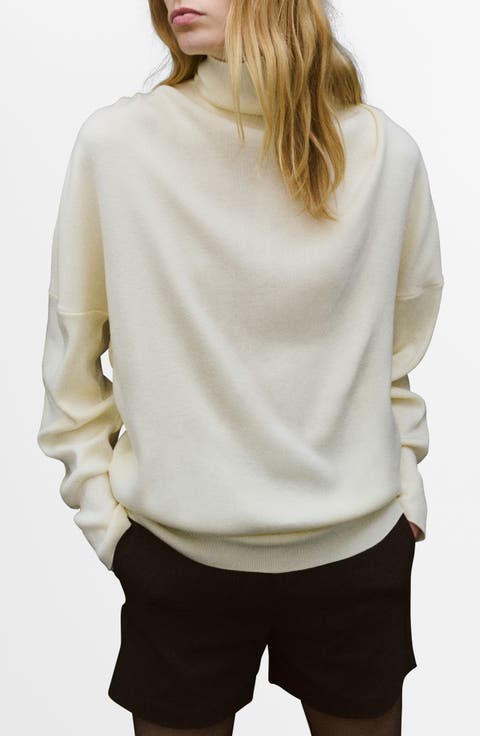 Ruched Turtleneck Sweater