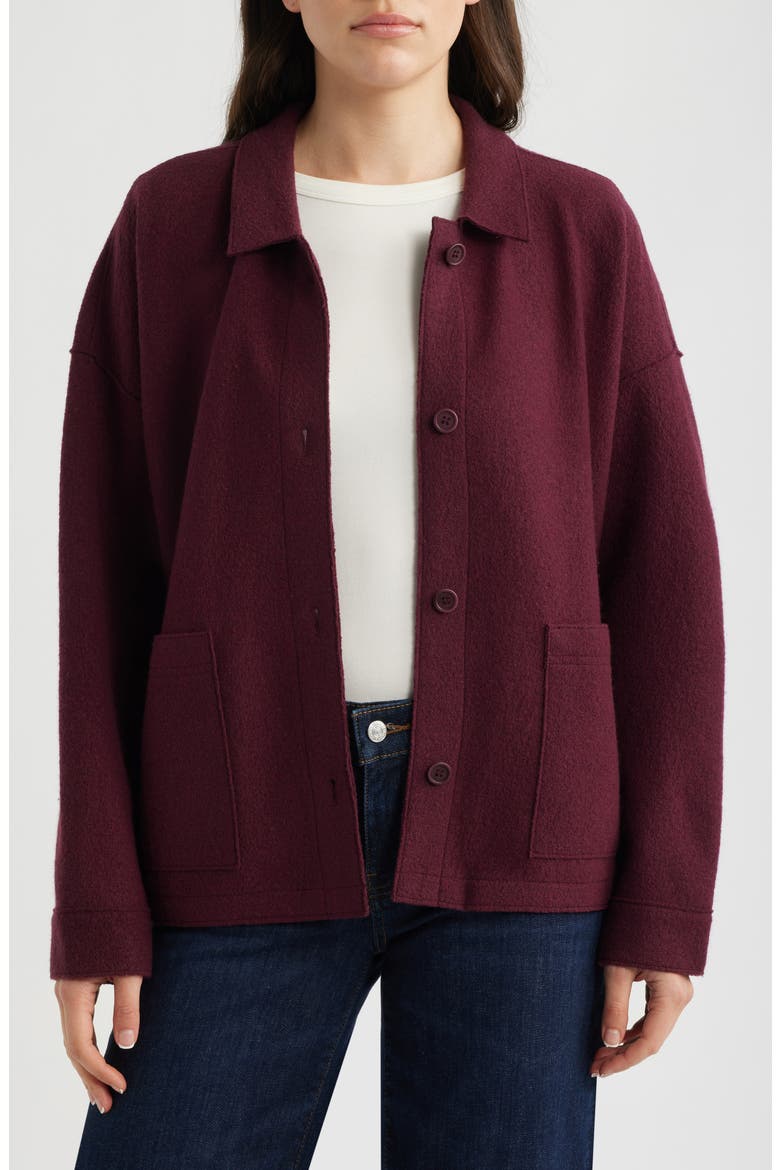 Classic Collar Wool Jacket, Main, color, WINE