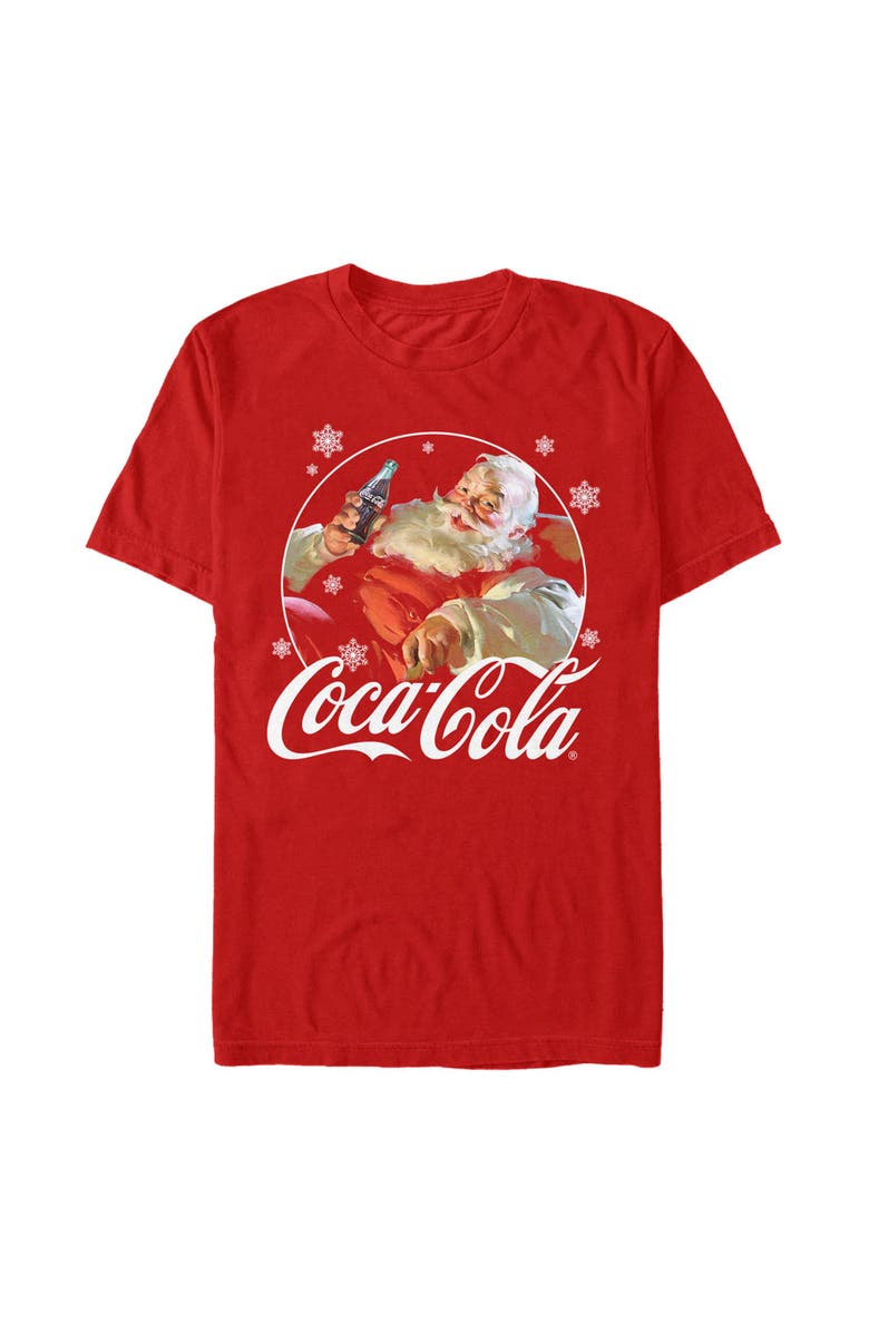 Coca Cola Men's Coca Cola Santa Snow Cola  Graphic T-Shirt, Main, color, Red