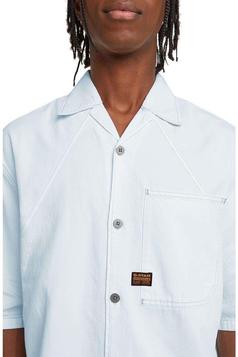 Track Relaxed Fit Organic Cotton Camp Shirt, Alternate, color, BEACHED FADED SEASALT