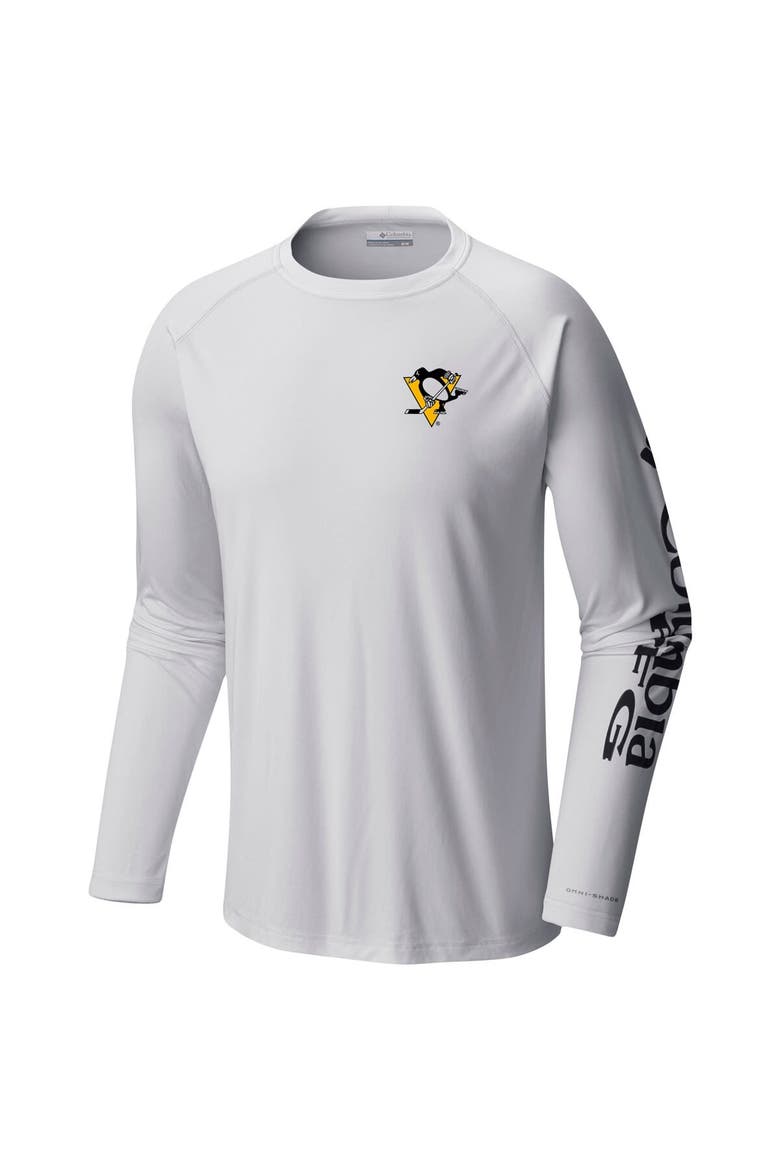 Men's  Columbia White Pittsburgh Penguins Terminal Tackle Omni-Shade Raglan Long Sleeve T-Shirt, Alternate, color, White