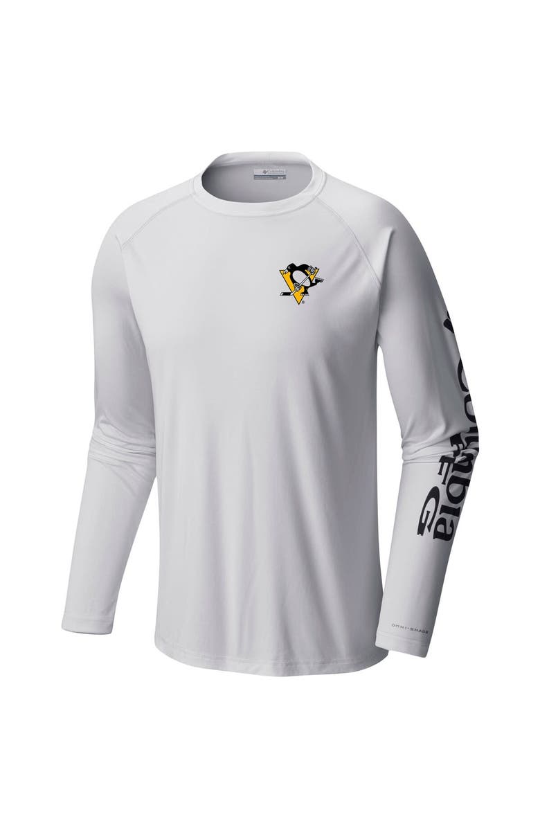 Columbia Men's Columbia White Pittsburgh Penguins Terminal Tackle Omni-Shade Raglan Long Sleeve T-Shirt, Alternate, color,