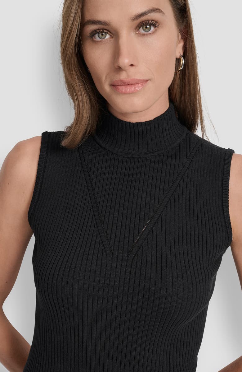 DKNY Sleeveless Mock Neck Sweater, Alternate, color, Black