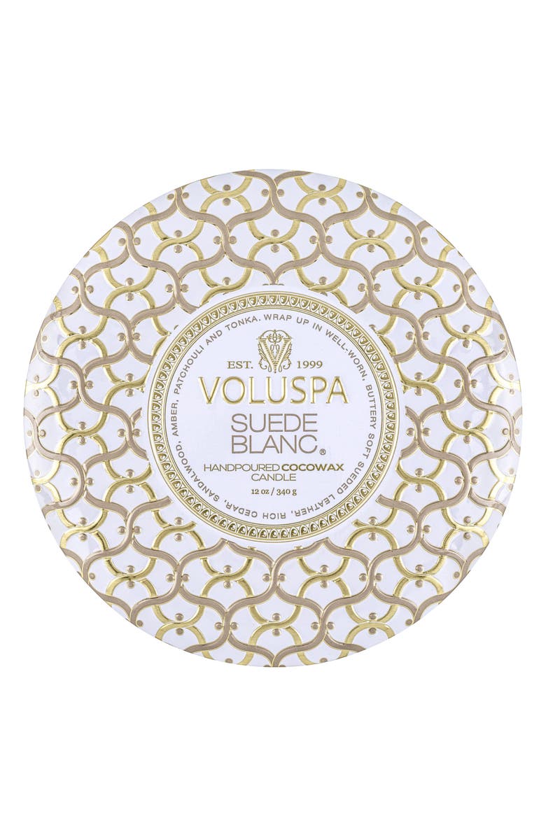 Voluspa Suede Blanc 3-Wick Tin Candle, Alternate, color, Suede Blanc