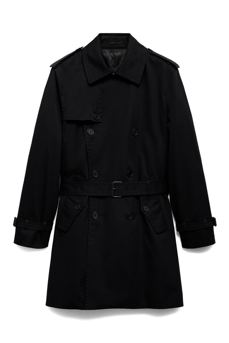 Belted Water Repellent Trench Coat, Main, color, BLACK