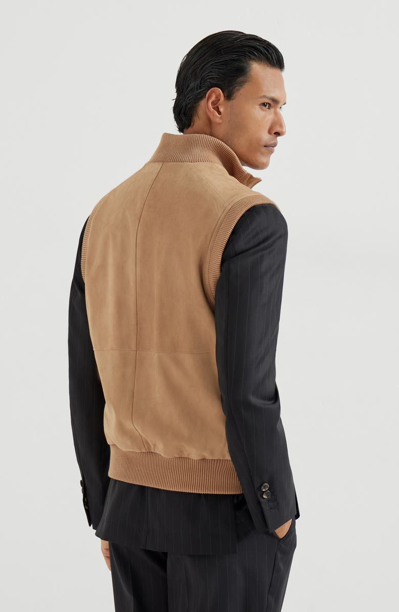 Brunello Cucinelli Suede vest, Alternate, color, Light Brown