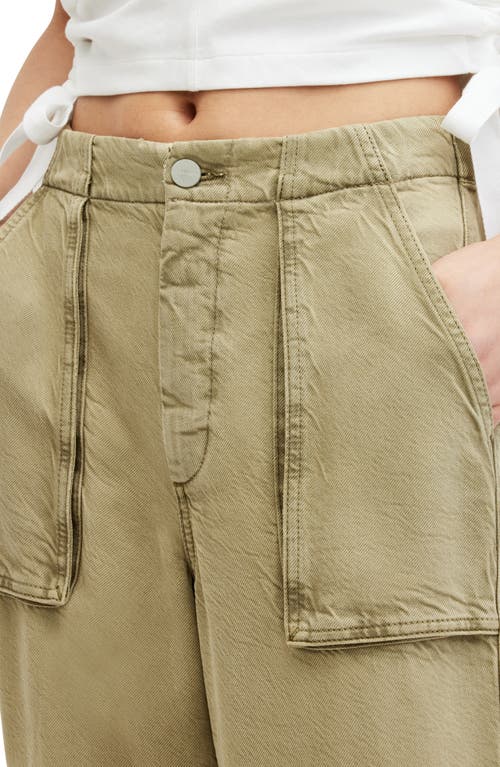 Allsaints Frieda Twill Cargo Joggers In Deep Olive Green