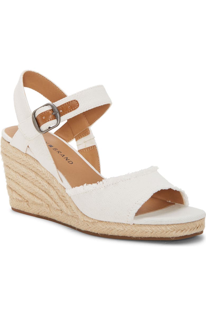 Lucky Brand Mindra Espadrille Wedge Sandal, Main, color, White Fabric