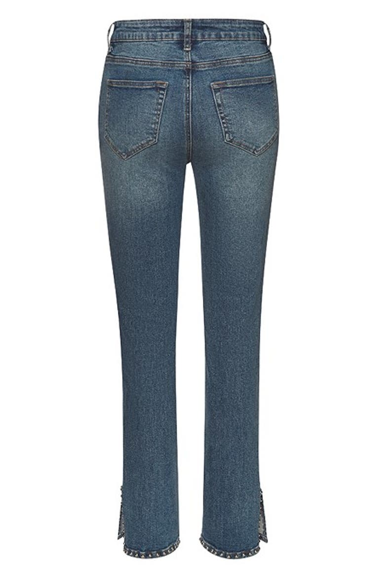 Women's Embellished Split Hem Jeans, Alternate, color, Medium Wash