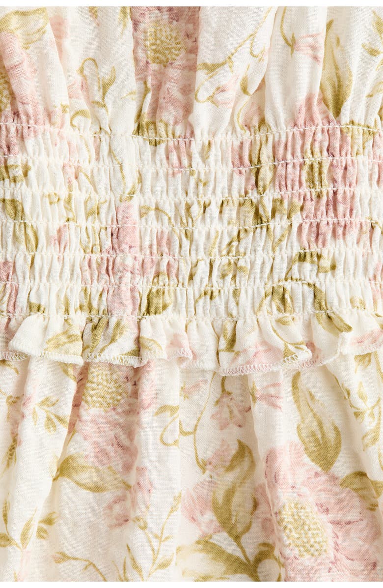 H&M Frill-trimmed Dress, Alternate, color, Light Beige/Floral