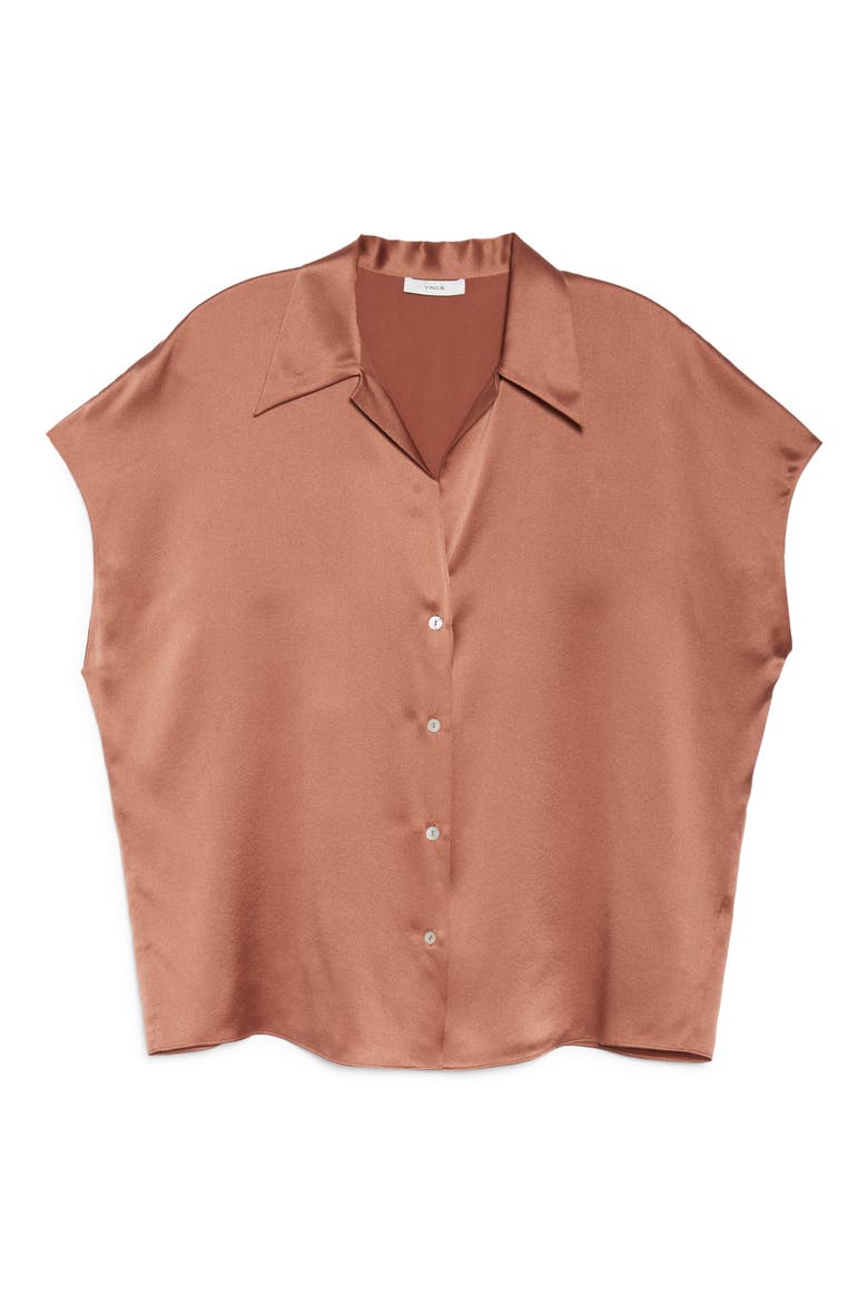 Shaped Collar Silk Blouse, Alternate, color, VINTAGE ROSE