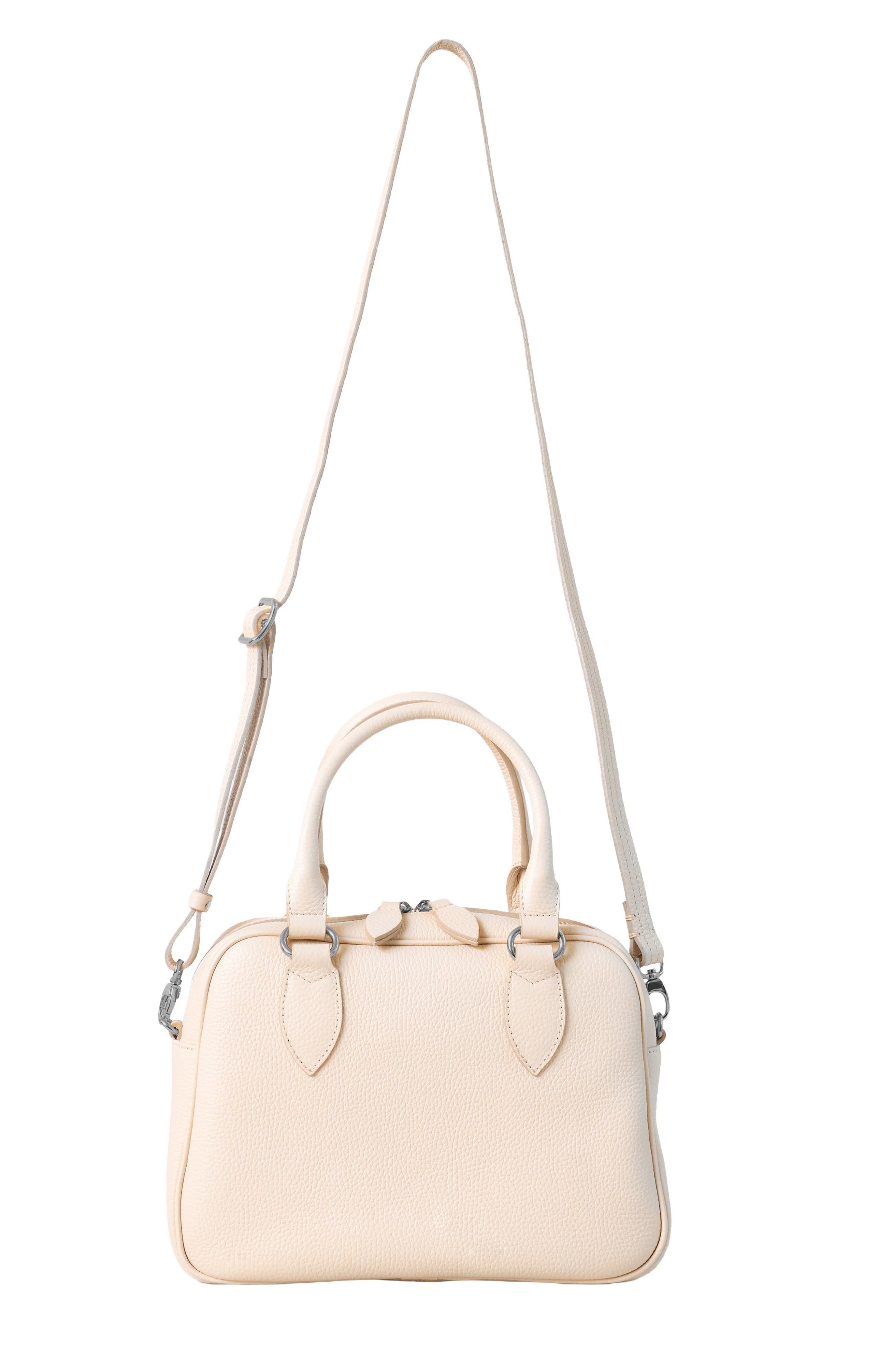 La Corsa Leather Bowling Bag, Alternate, color, Bone Silver