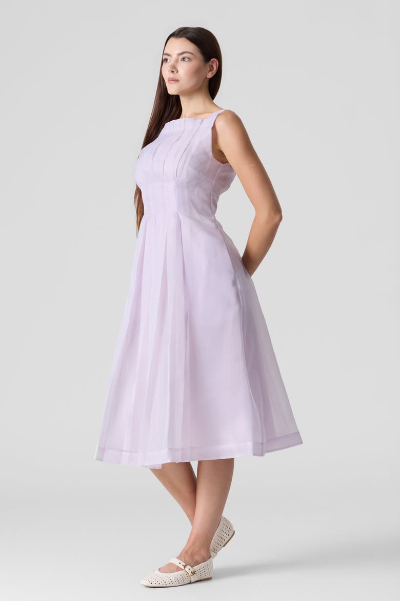Pleated Midi Dress, Alternate, color, Lavender