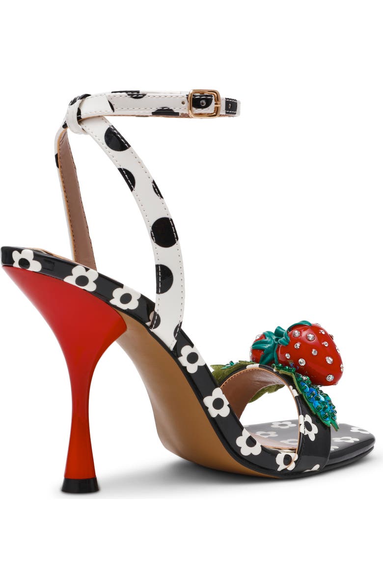 Betsey Johnson Addison Ankle Strap Sandal, Alternate, color, Black/ White Multi