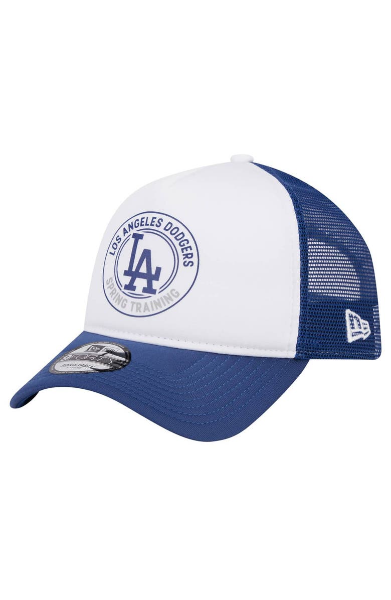 New Era Men's New Era White/Royal Los Angeles Dodgers Spring Training Circle Foam A-Frame 9FORTY Trucker Adjustable Hat, Alternate, color, 
