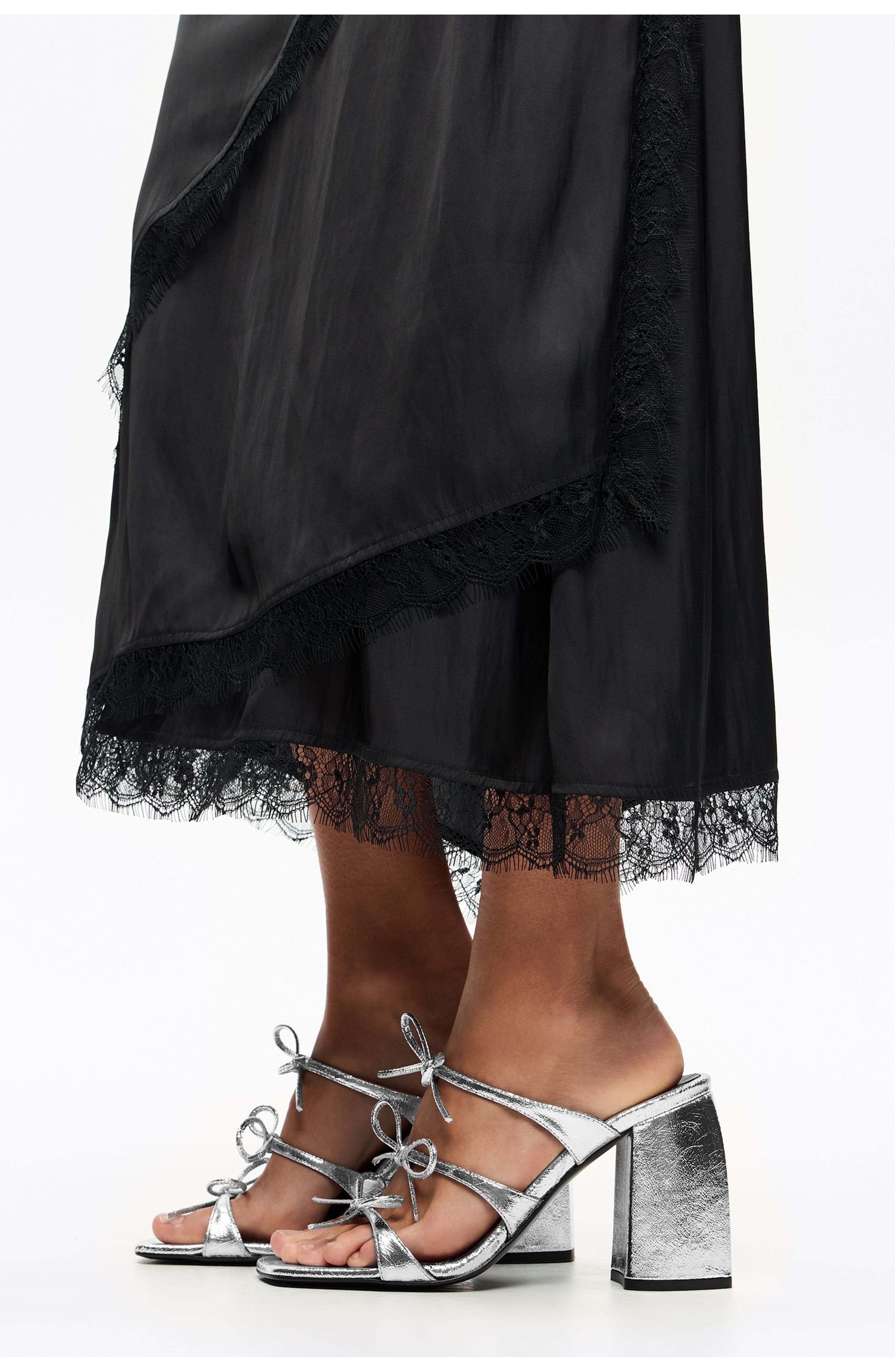 Bimba y Lola Leather Heel Sandal, Alternate, color, Silver