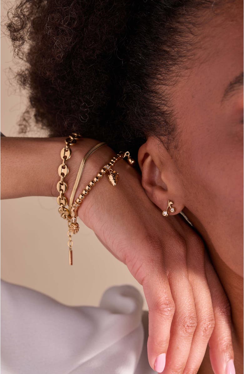 Alex and Ani Summer Fruits Charm Stretch Bracelet, Alternate, color, Gold