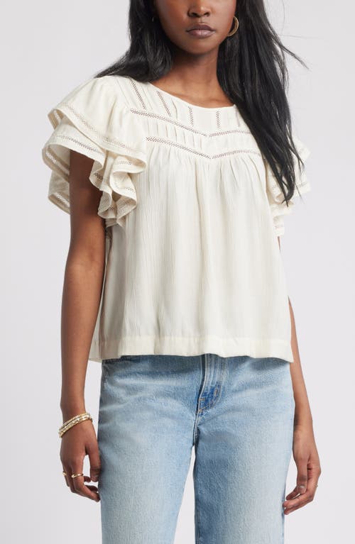 Treasure & Bond Double Ruffle Sleeve Top In White