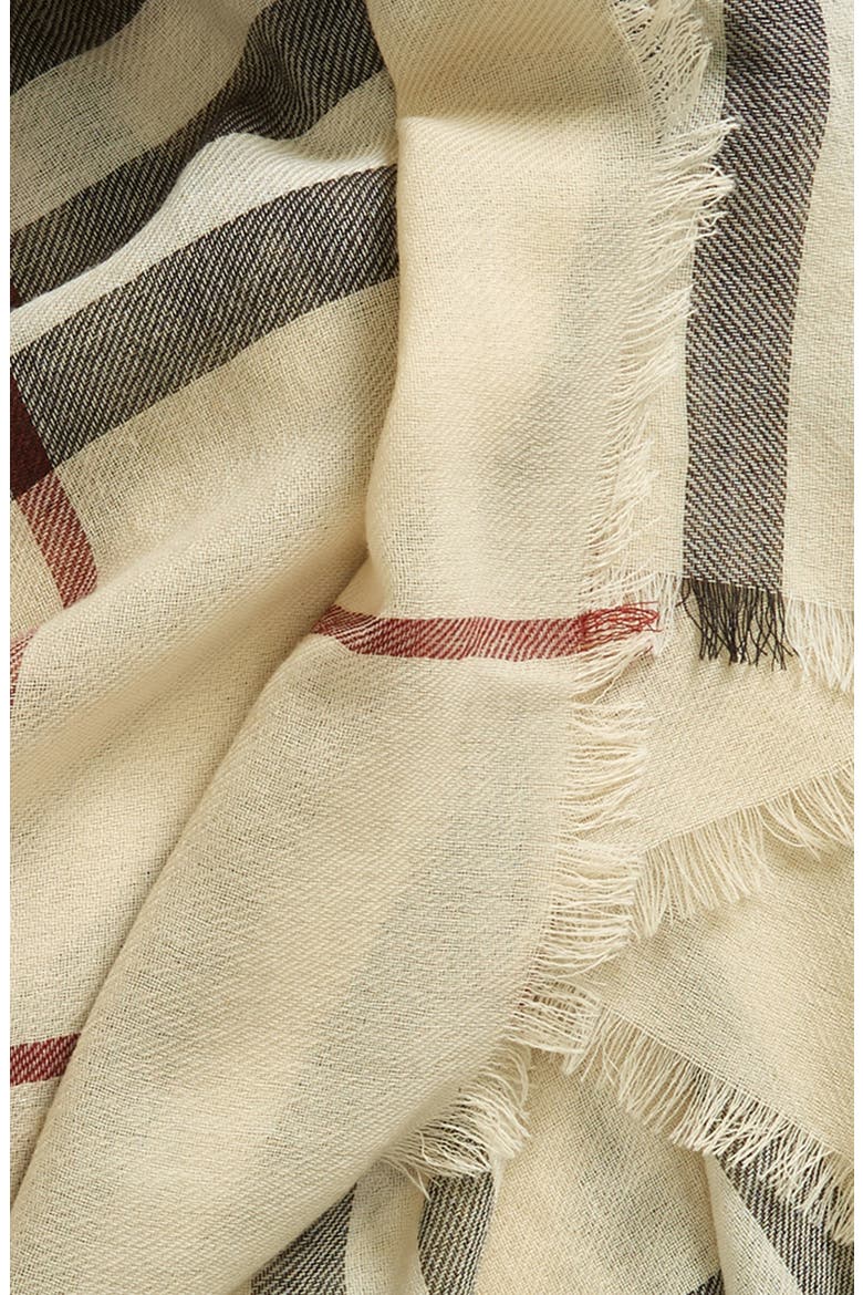 Check Lightweight Wool Scarf, Alternate, color, STONE