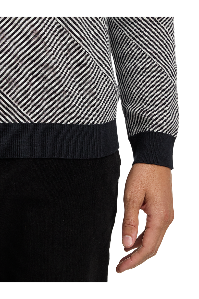Cotton 4-button Mock Neck Sweater, Alternate, color, Black/Red