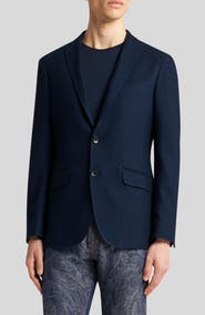 Etro Roma Navy Textured Cotton Knit Blazer