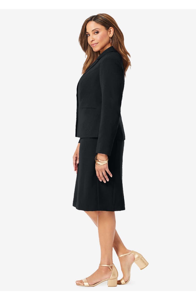 Jessica London 2-Piece Stretch Crepe Single-Breasted Jacket Dress, Alternate, color, Black