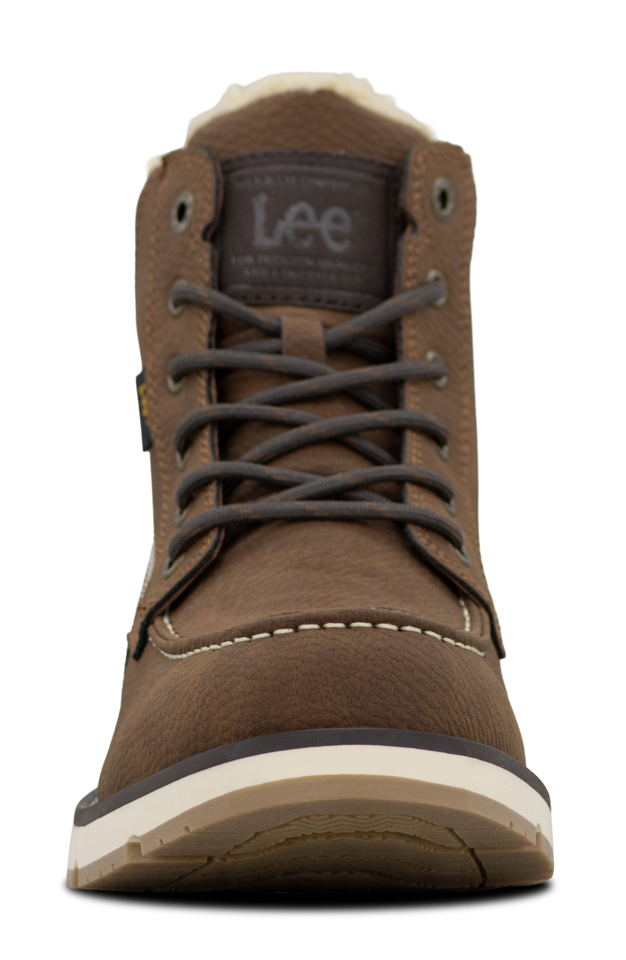 Waylon Faux Leather Boot, Alternate, color, CEDAR/ DARK BROWN