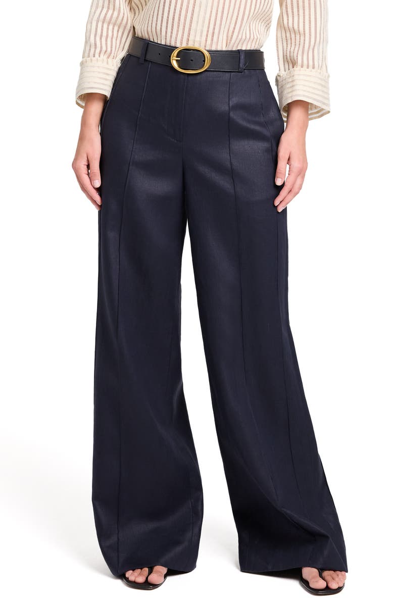 TWP Bond St Wide Leg Linen Pants, Main, color, Night Sky