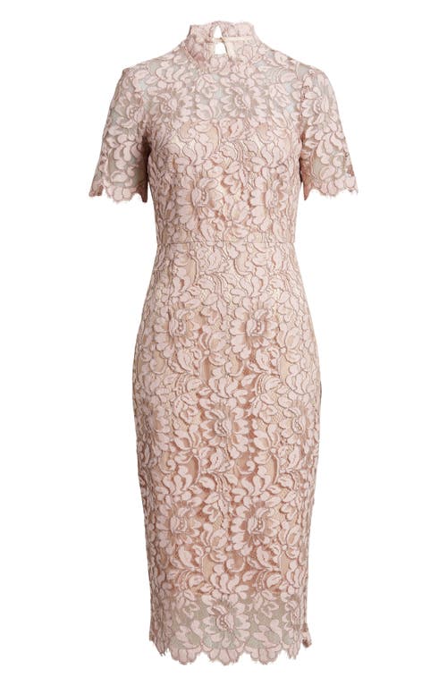 ELIZA J ELIZA J ILLUSION LACE MIDI SHEATH DRESS