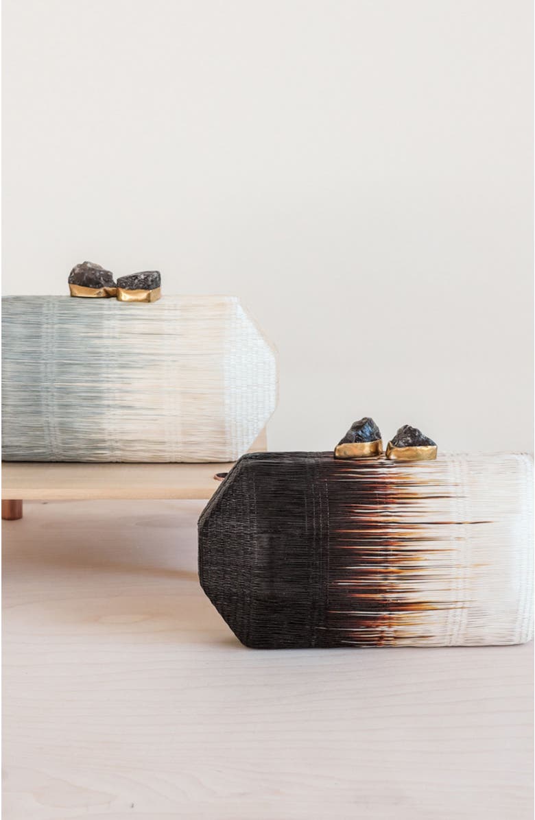 LIKHA Woven Two-Tone Frame Clutch, Alternate, color, Raven Black/ White