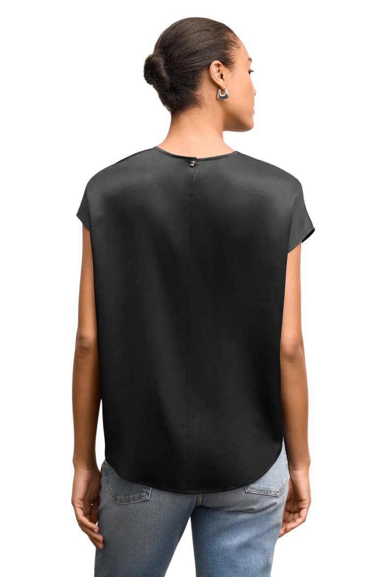 Didion Printed Washable Silk Drape Top, Alternate, color, Black