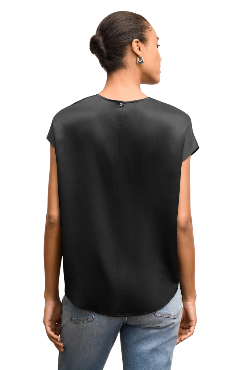 M.M.LaFleur Didion Printed Washable Silk Drape Top, Alternate, color, Black