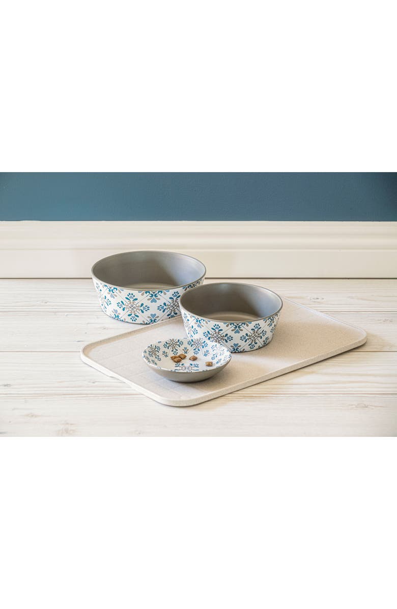TarHong Pawsitano Tile Pet Bowls & Mat Set, Alternate, color,